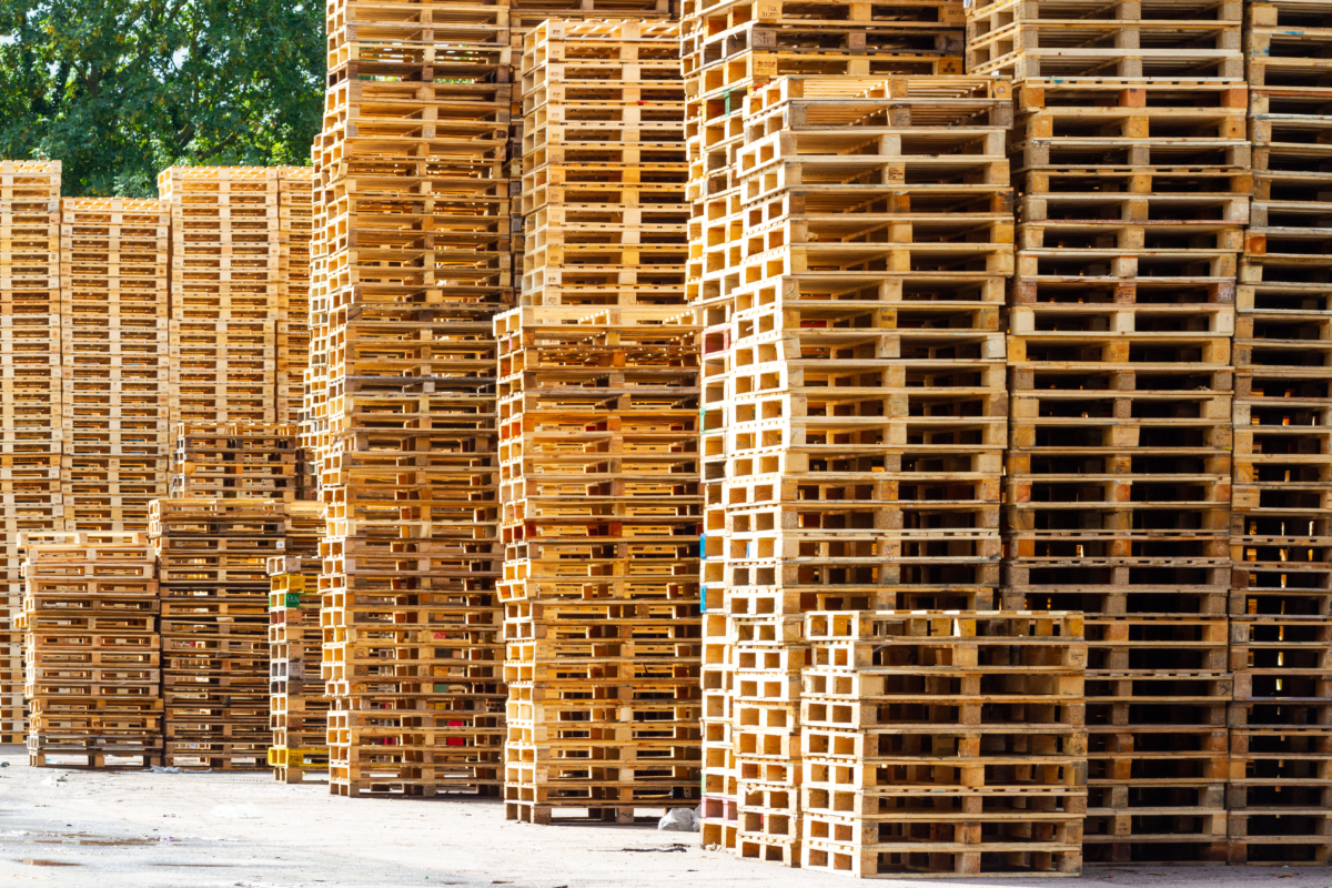 Large Stacks Of Pallets Outside